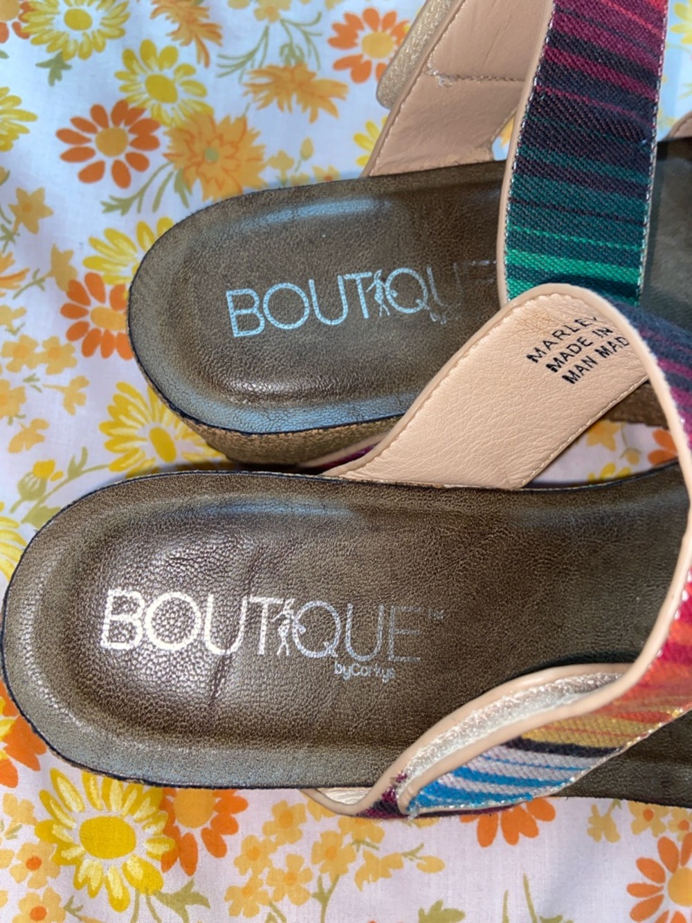 MARLEY REGGAE PLATFORM SANDALS Boutique Striped cork Summer Festival - Picture 5 of 7